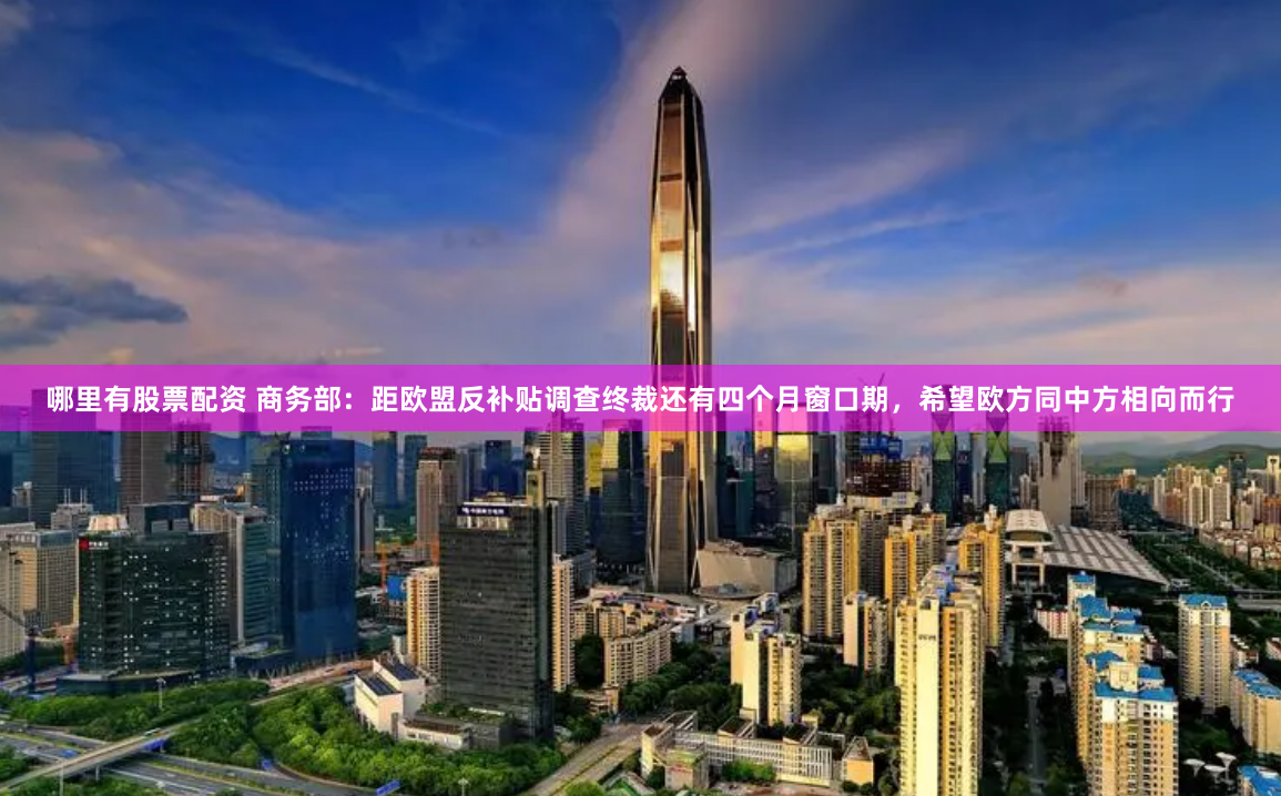 哪里有股票配资 商务部：距欧盟反补贴调查终裁还有四个月窗口期，希望欧方同中方相向而行